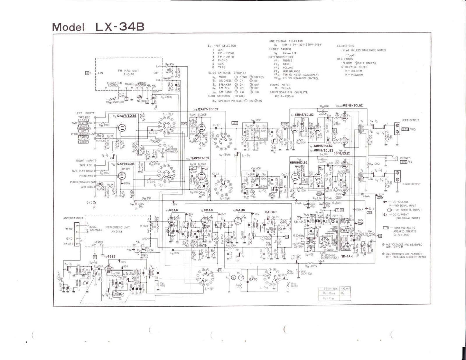 Pioneer LX-34B Schematic