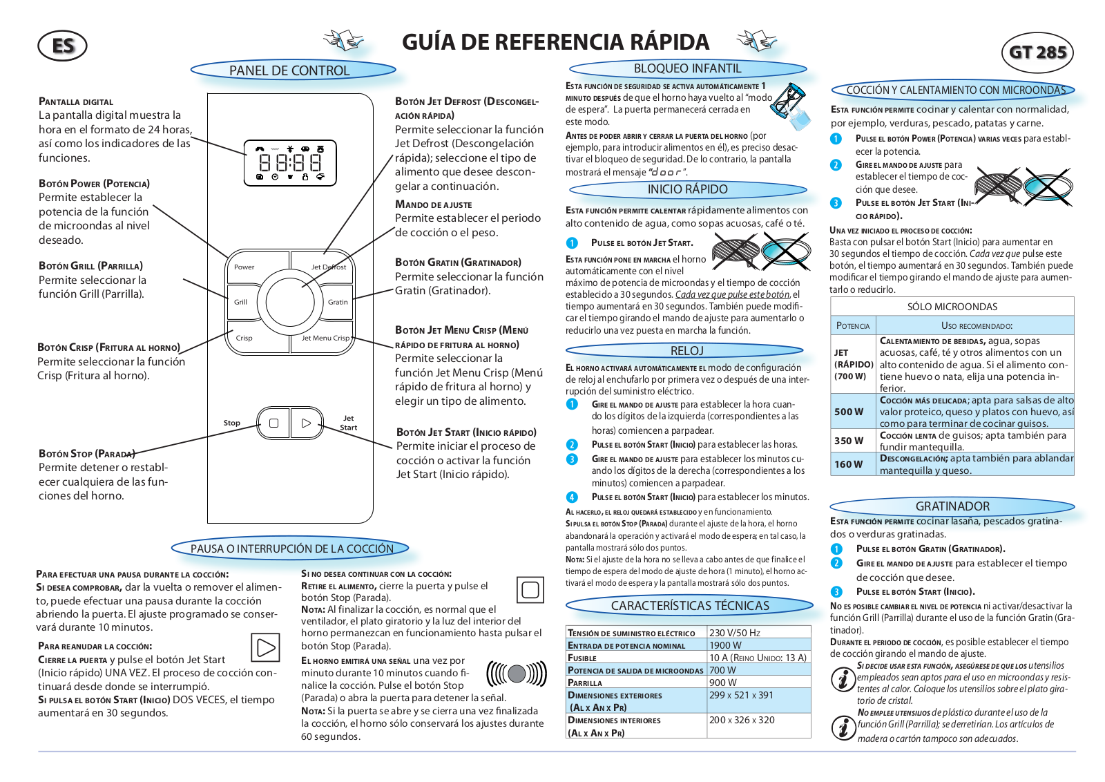 Whirlpool GT285NB, GT 285 BL, GT 285 SL, GT285WH User Manual