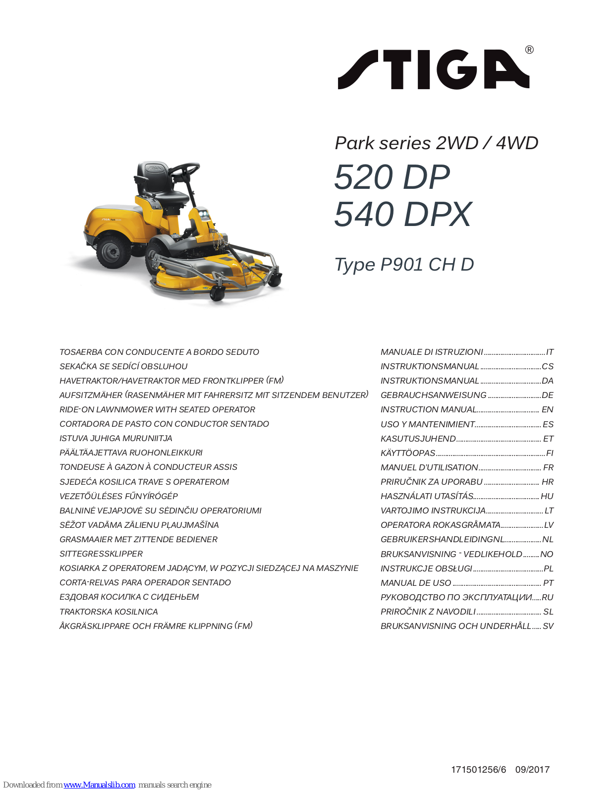 Stiga 520 DP, Park series, 540 DPX Instruction Manual