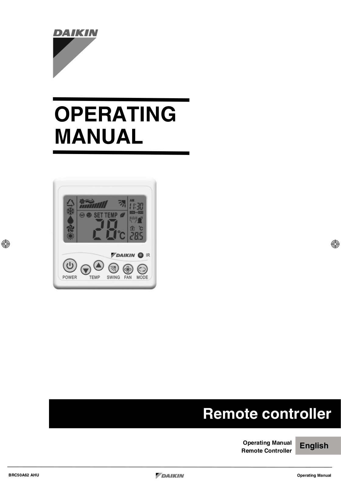 Daikin BRC50A62 Operating Manual