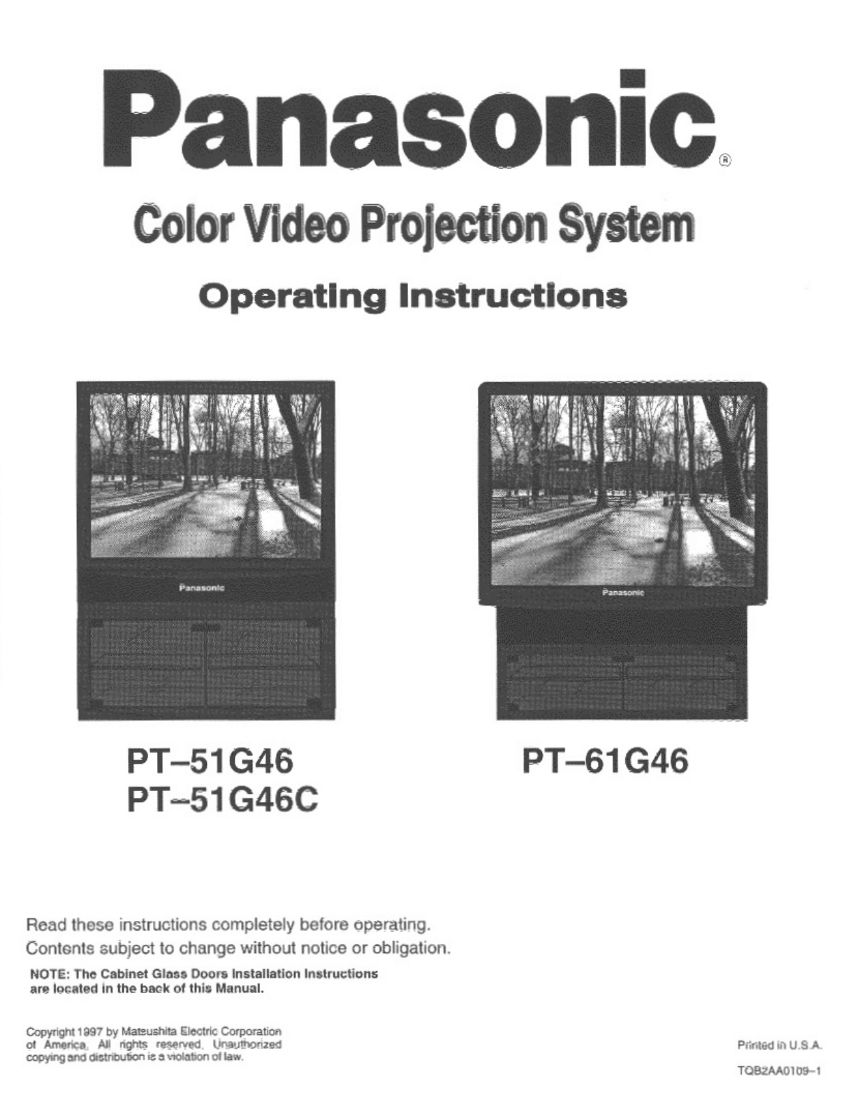 Panasonic PT-61G46V, PT-51G46V User Manual