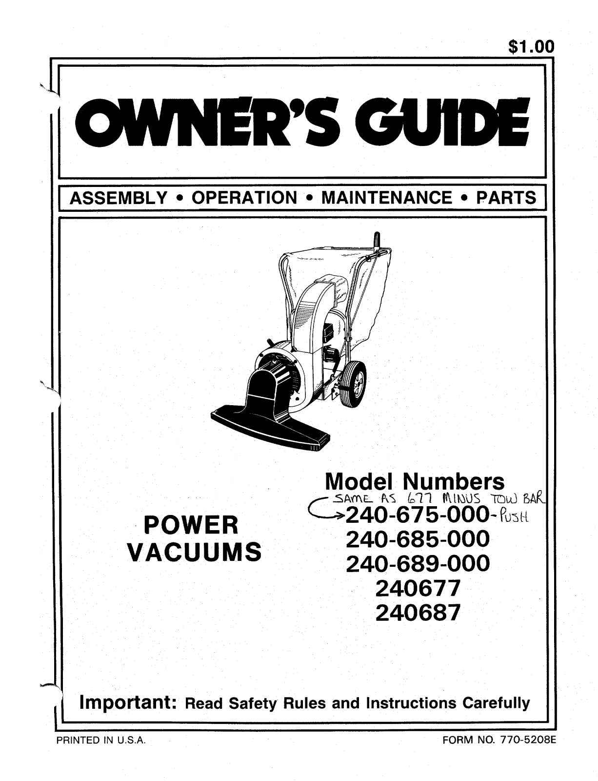 MTD 240677, 240-675-000, 240687, 240-689-000 User Manual