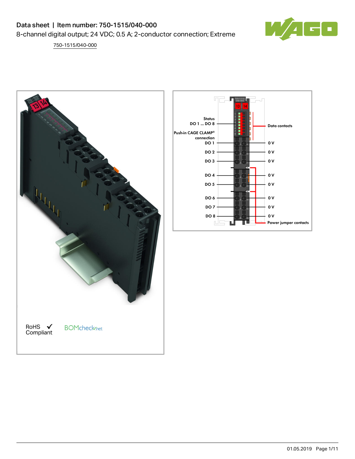 Wago 750-1515/040-000 Data Sheet