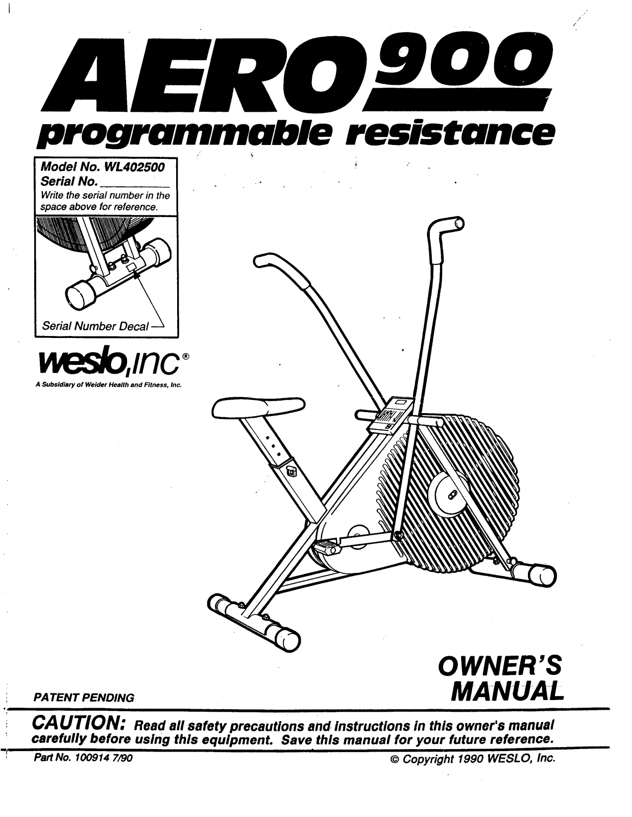 Weslo WL402500 Owner's Manual