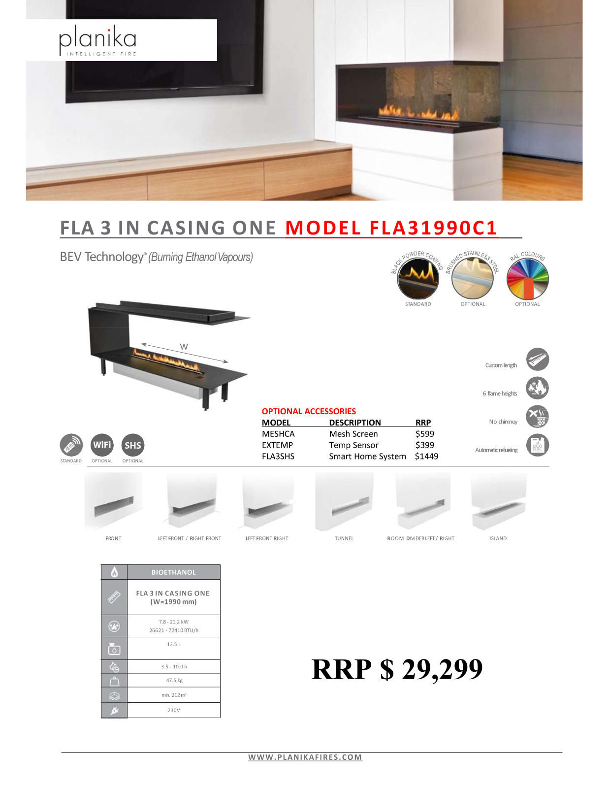 Planika FLA31990C1 Specifications Sheet