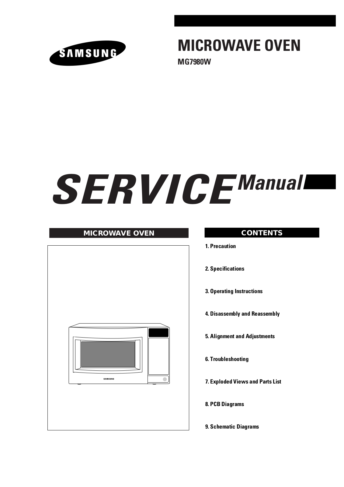 Samsung MG7980W, MG7980W-XAO Service Manual