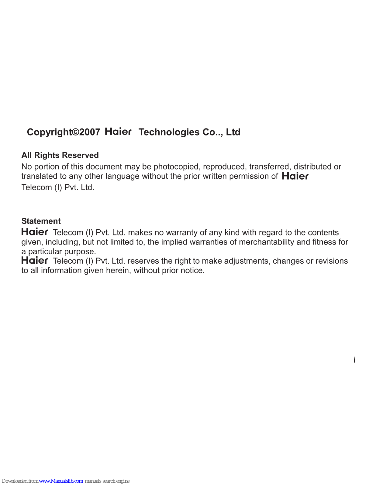 Haier C5000 User Manual