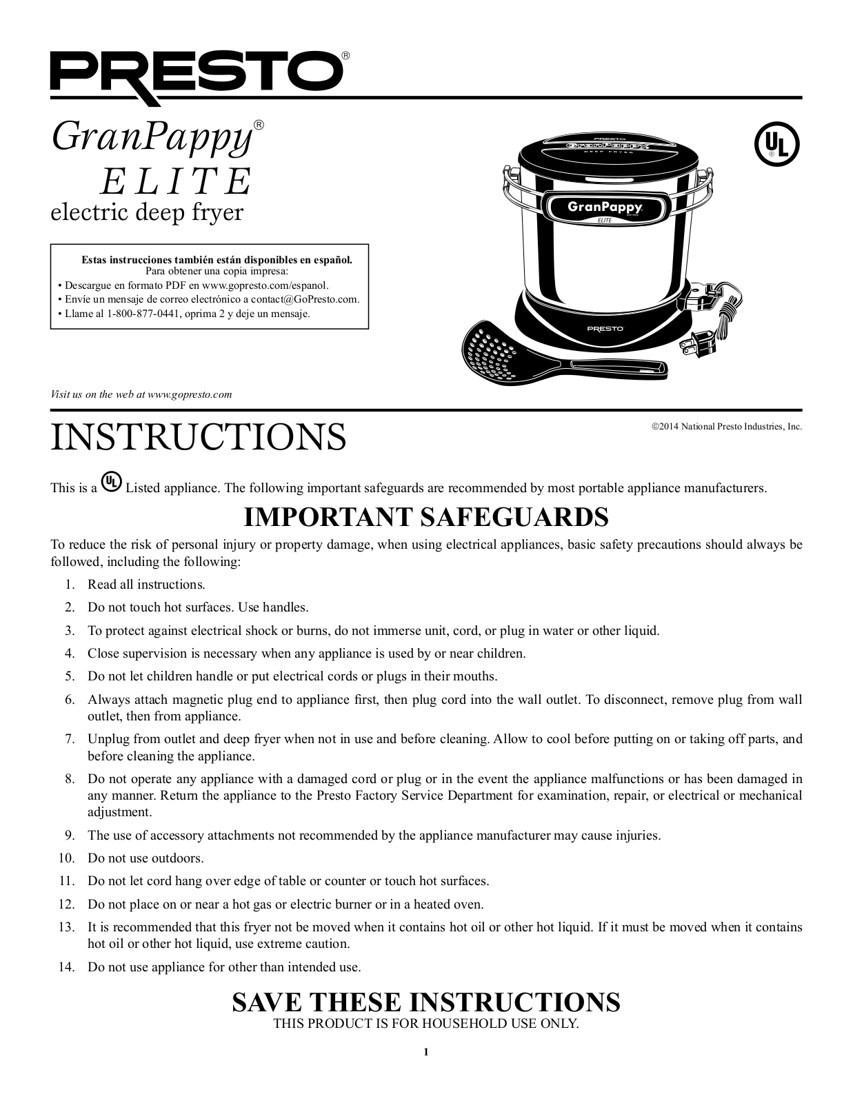 Presto Granpappy Elite User Manual