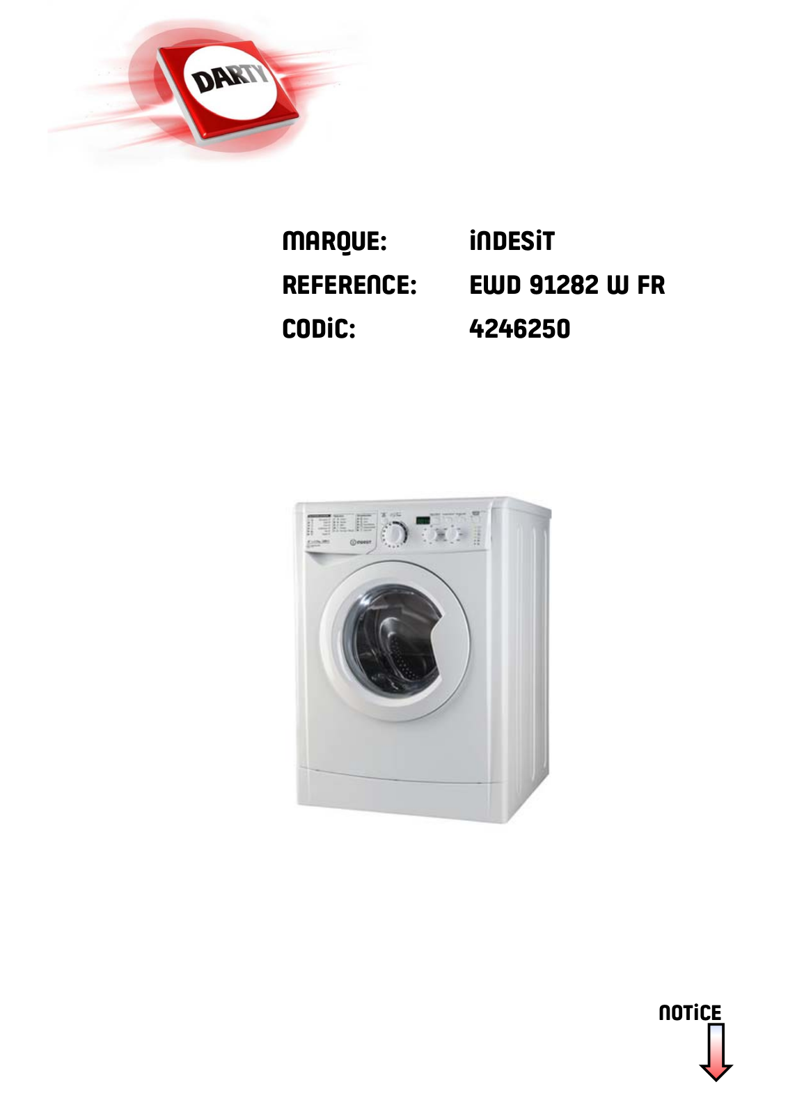 Indesit EWD91482WFR User Manual