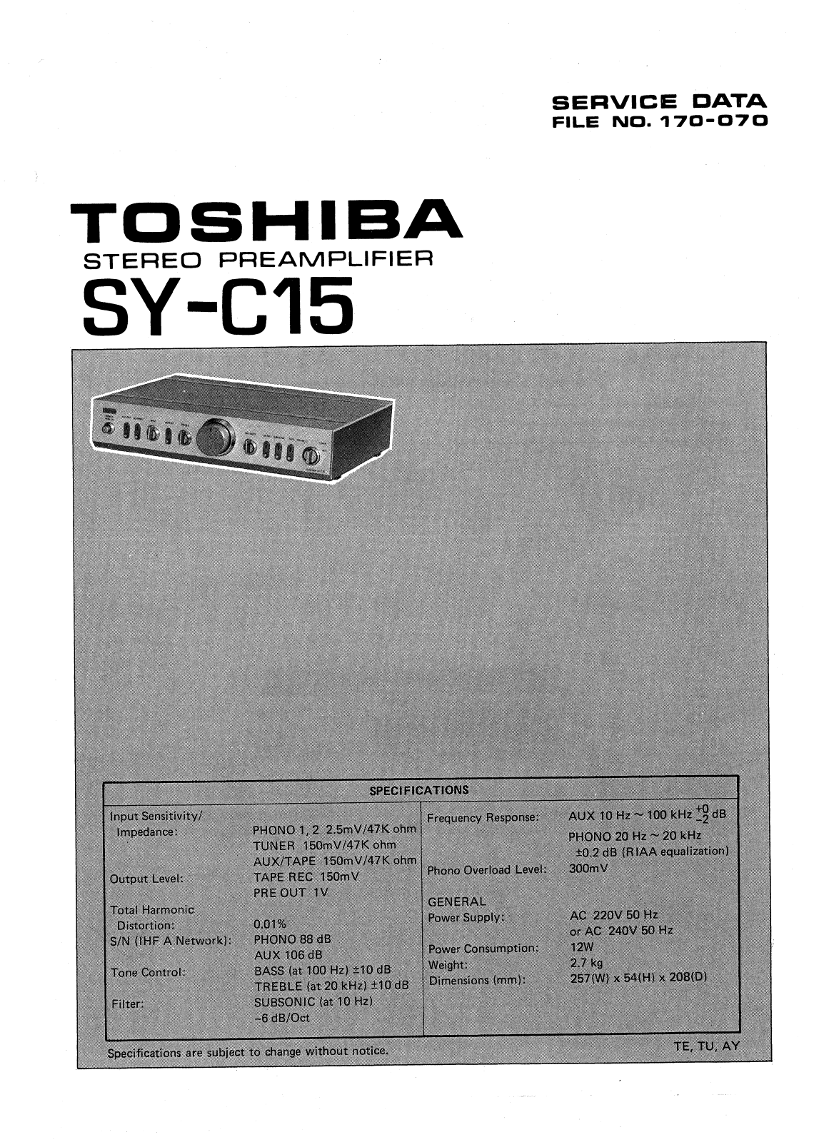 Toshiba SYC-15 Service manual