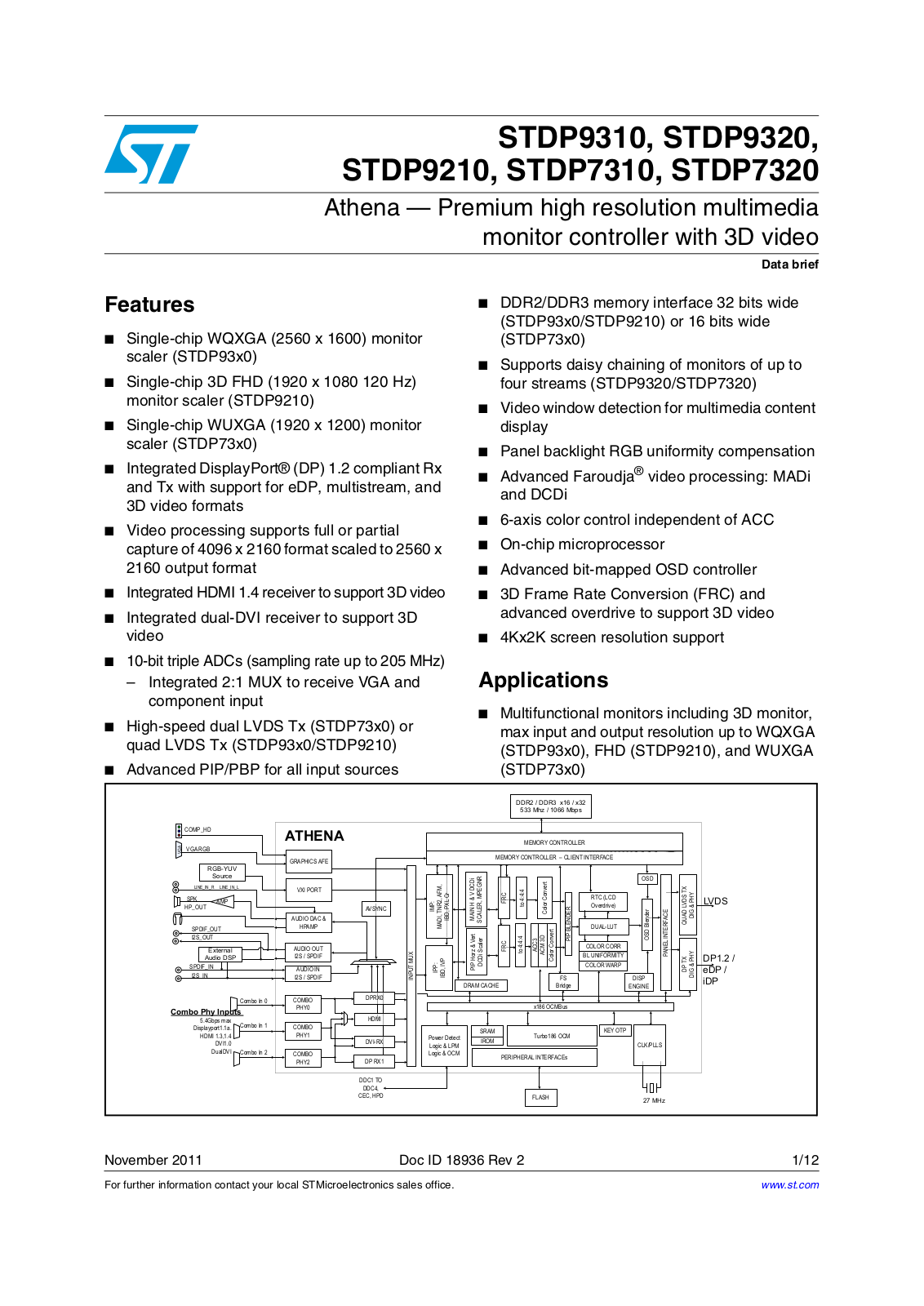 ST STDP9310, STDP9320, STDP9210, STDP7310, STDP7320 User Manual