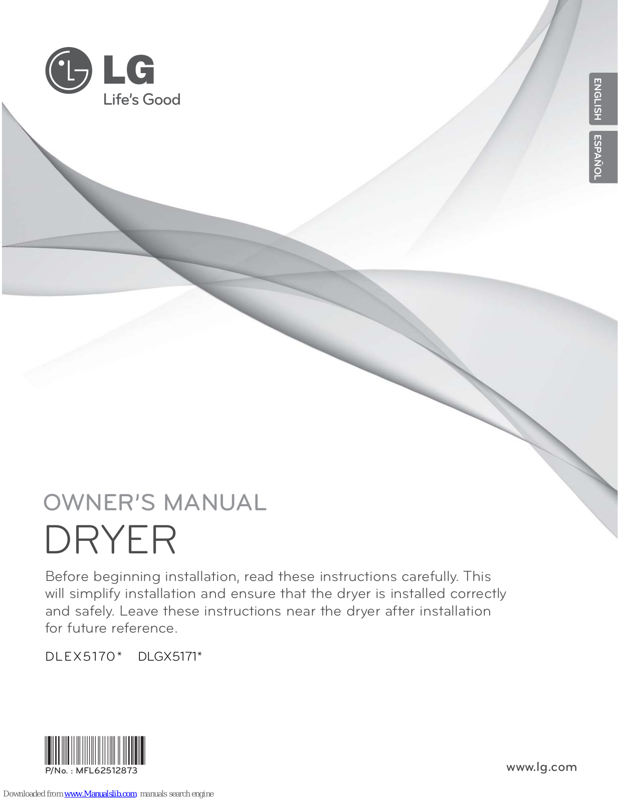 LG DLEX5170 Series, DLGX5171 Series Owner's Manual