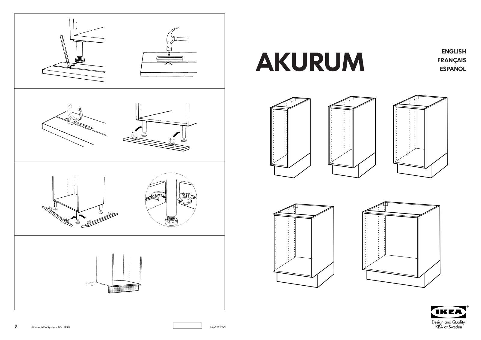 IKEA AKURUM BASE CABINET FRAME Assembly Instruction