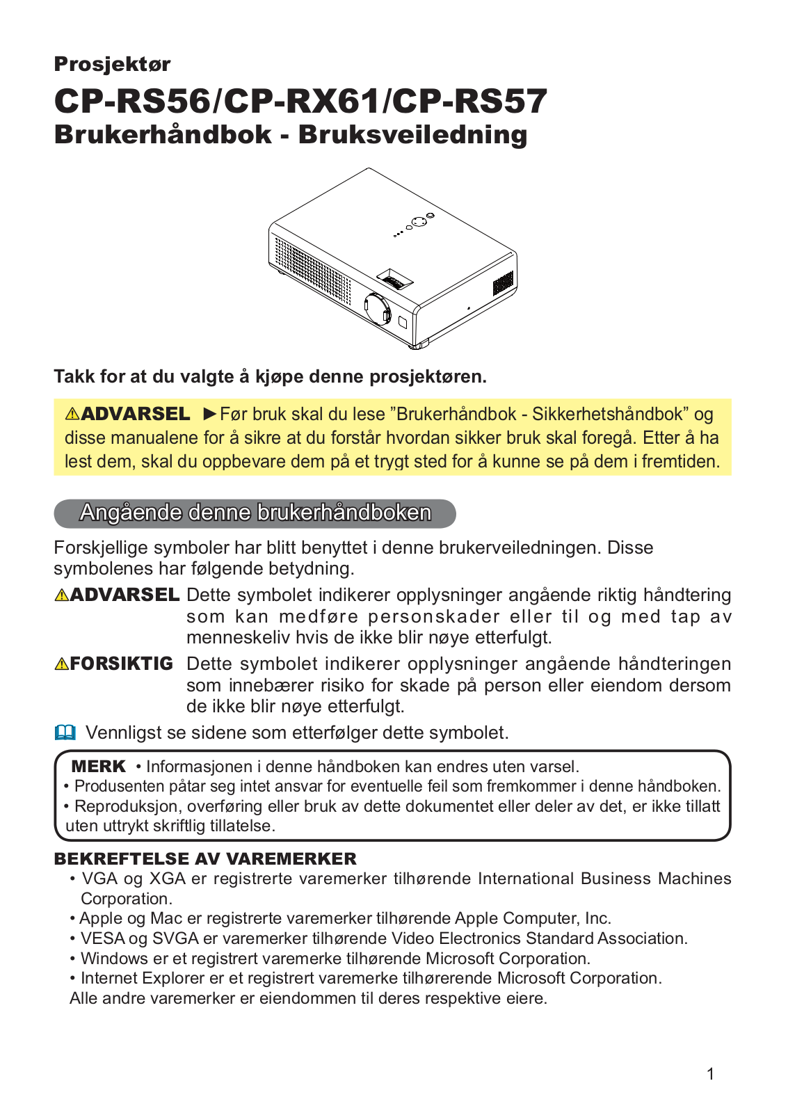 Hitachi CP-RS57W User Manual