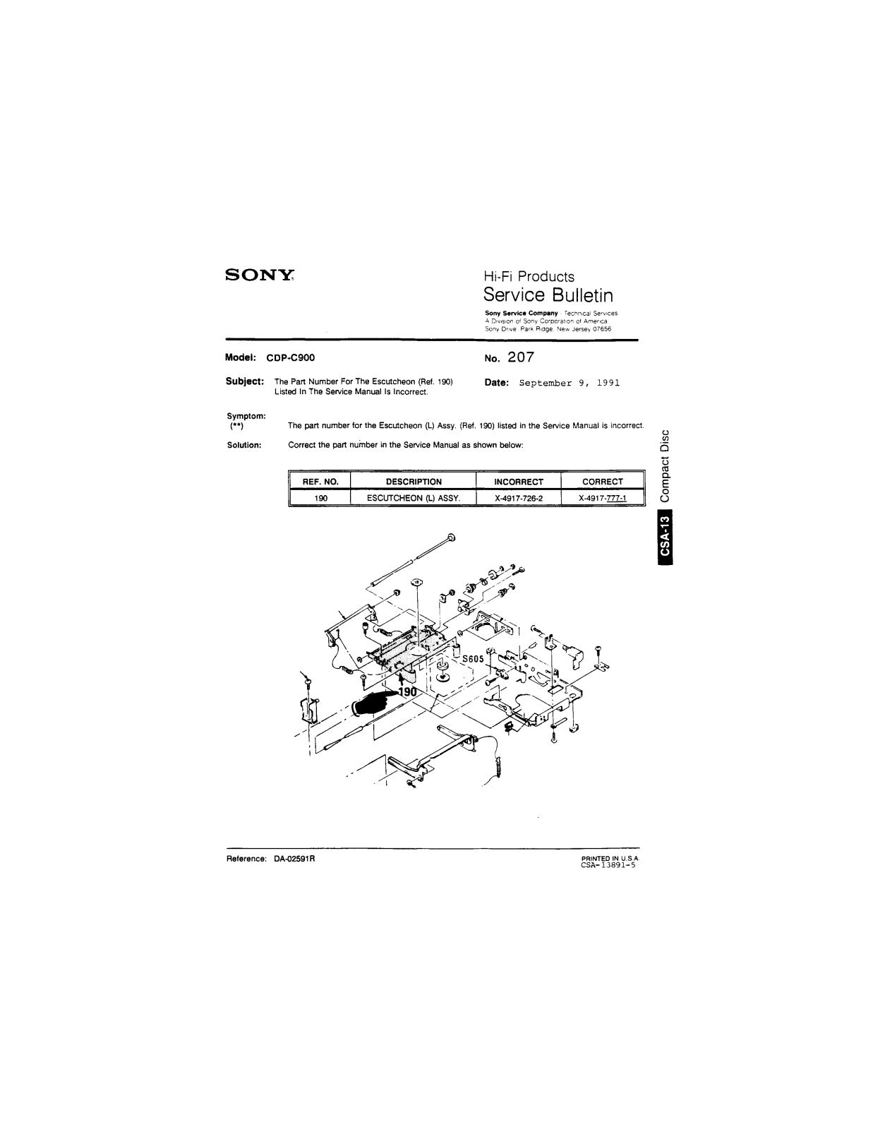 Sony CDP-C900 Service Manual