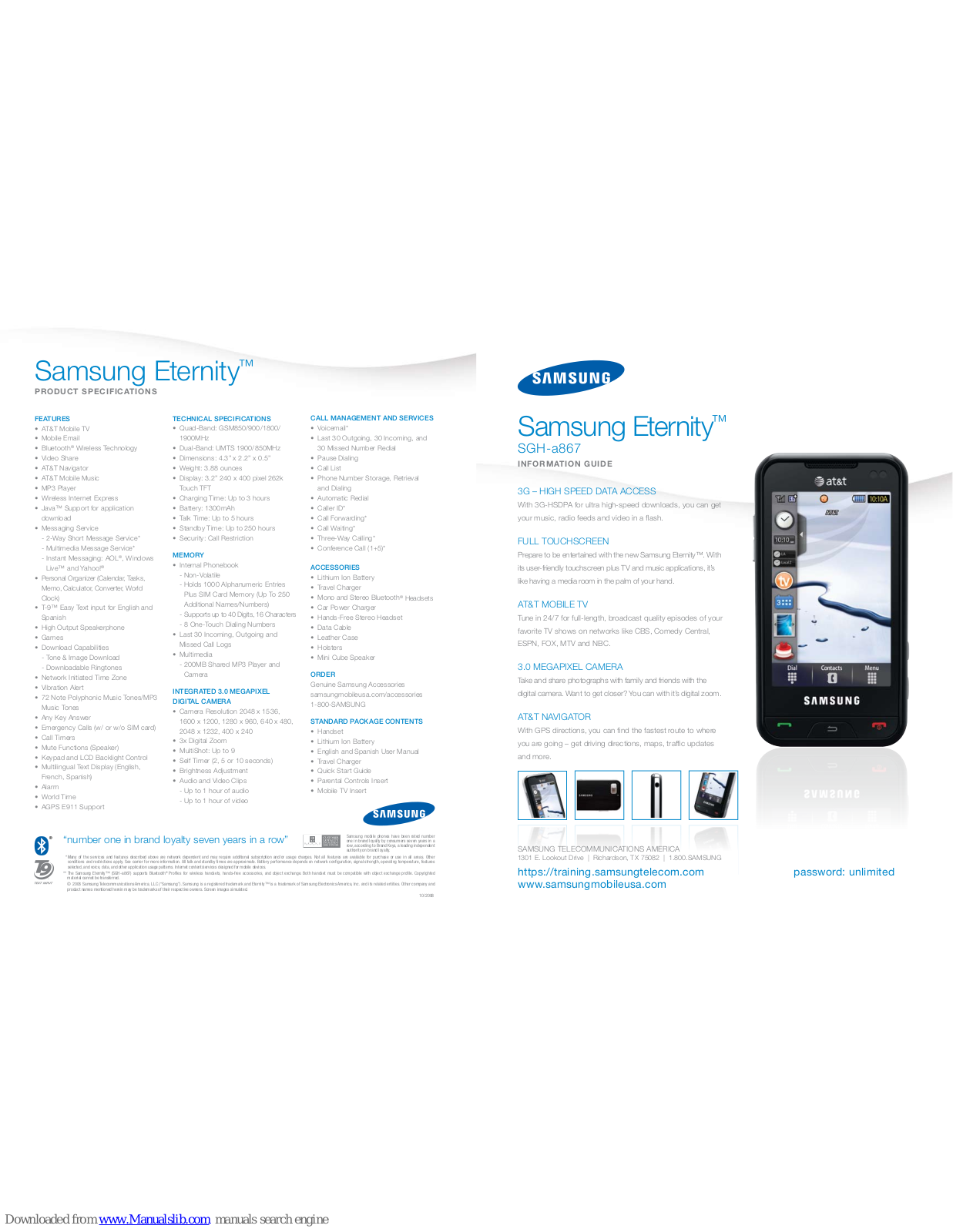 Samsung ETERNITY SGH-A867 Information Manual