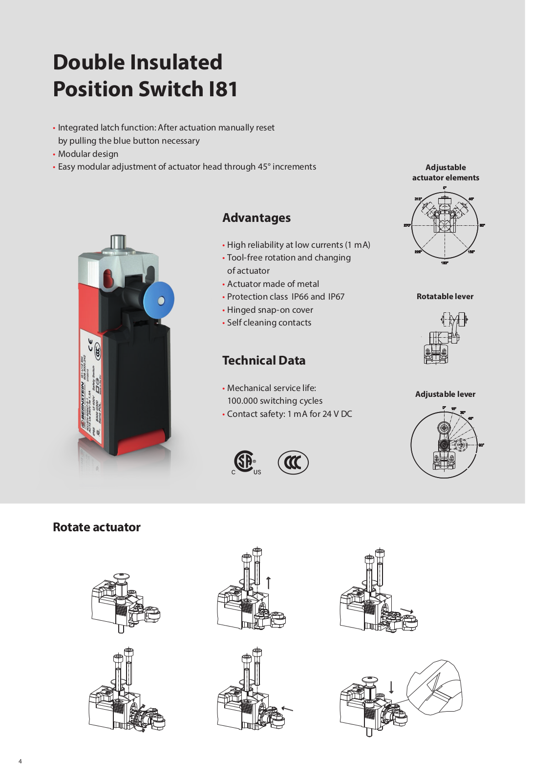 Bernstein Double Insulated Position Switch I81 Catalog Page