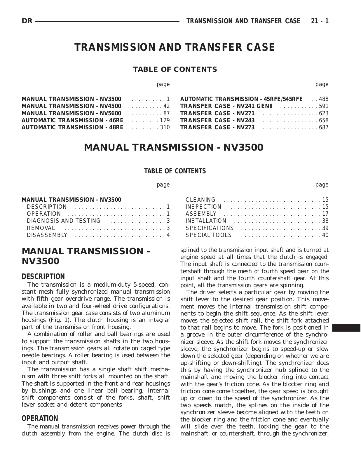 Dodge Transfer Case Service Manual