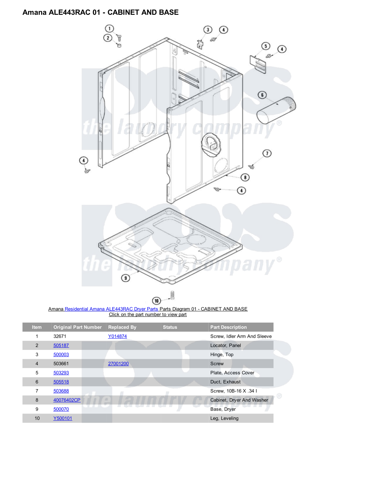 Amana ALE443RAC Parts Diagram