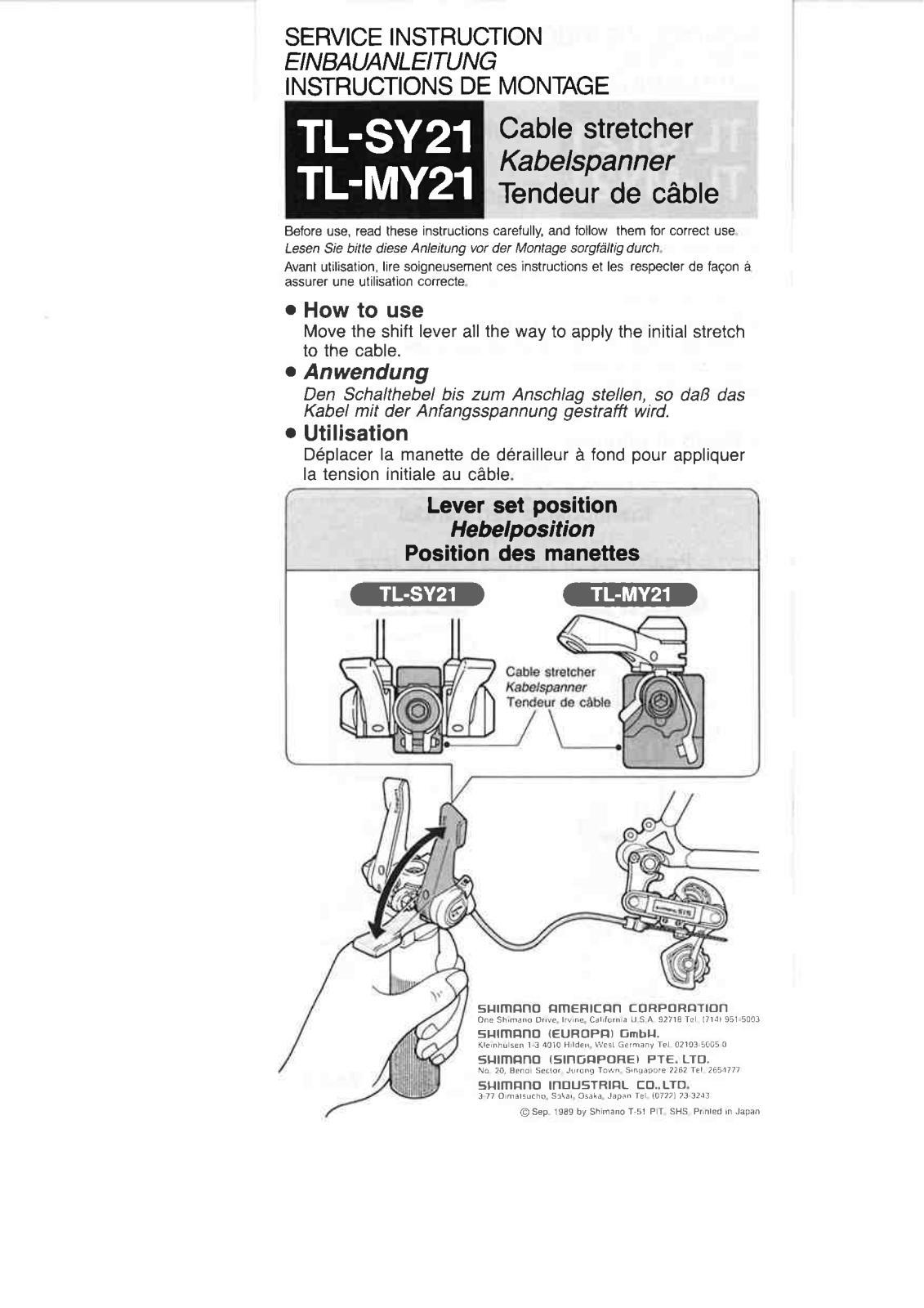 Shimano TL-MY21, TL-SY21 Service Instructions - ManualMachine.com