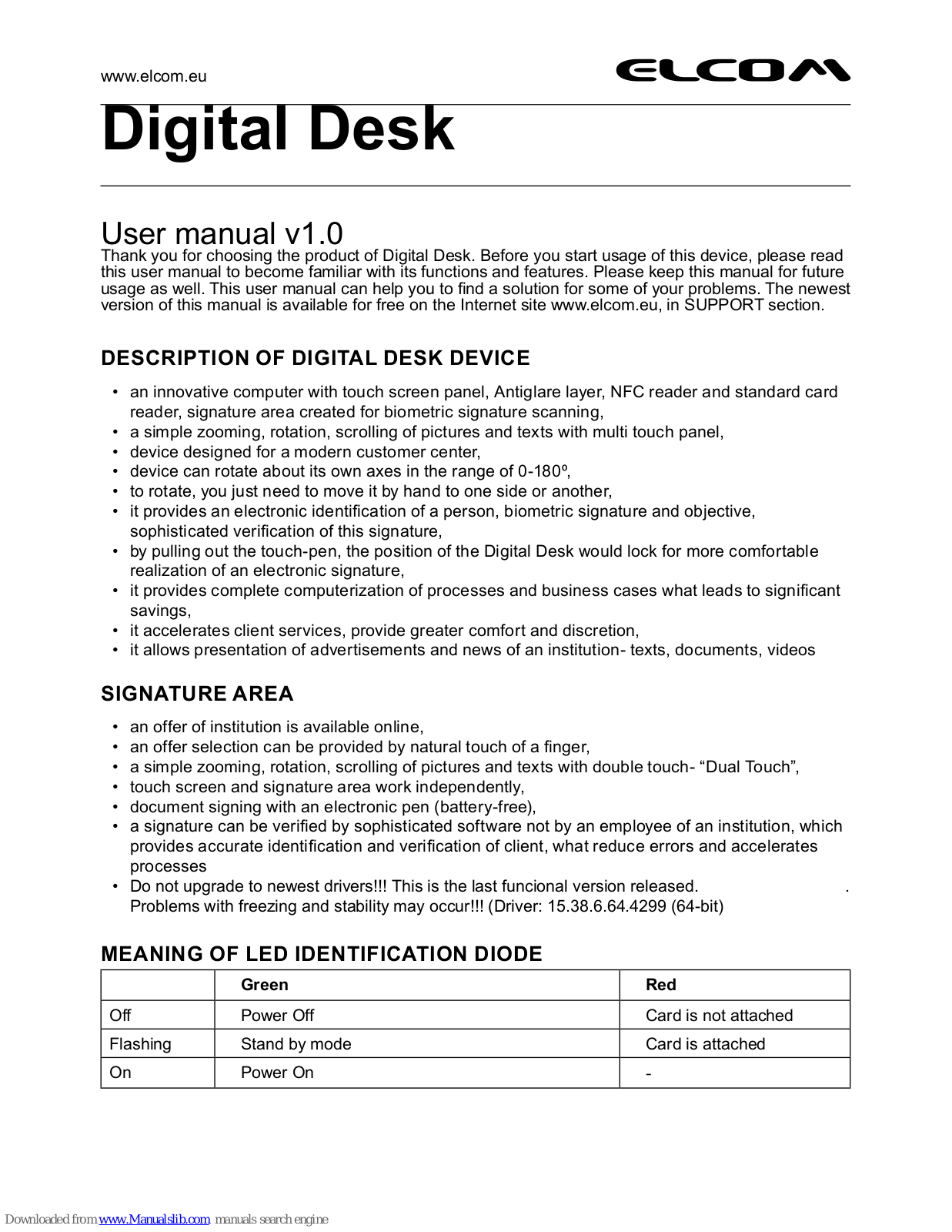 ELCOM Digital Desk User Manual