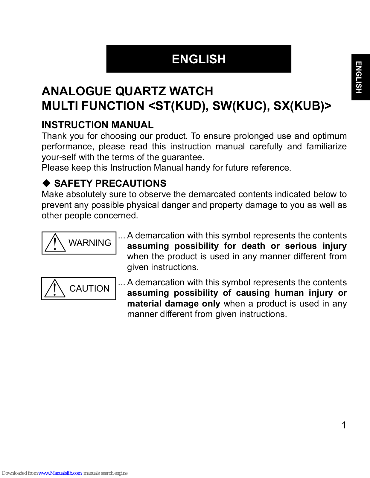 Orient ST(KUD), SW(KUC), SX(KUB) Instruction Manual - ManualMachine.com