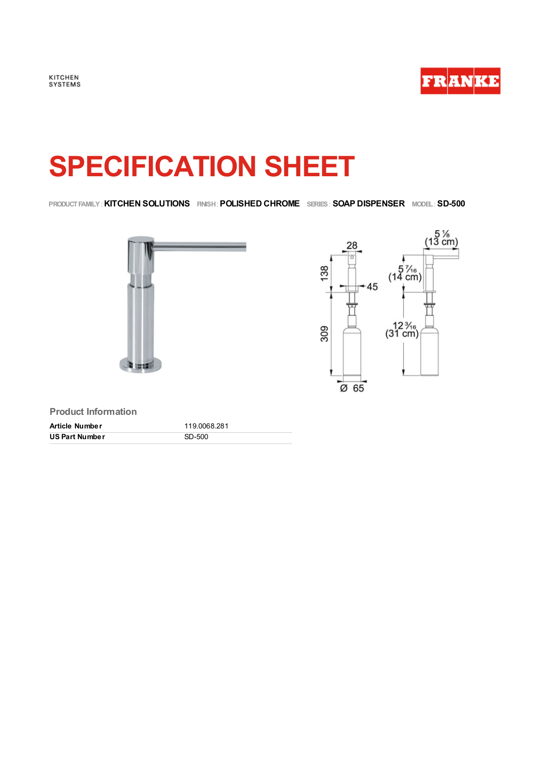 Franke Foodservice SD-500 User Manual