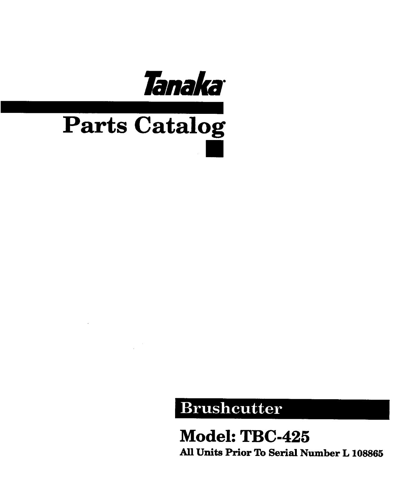 Tanaka TBC-425 User Manual