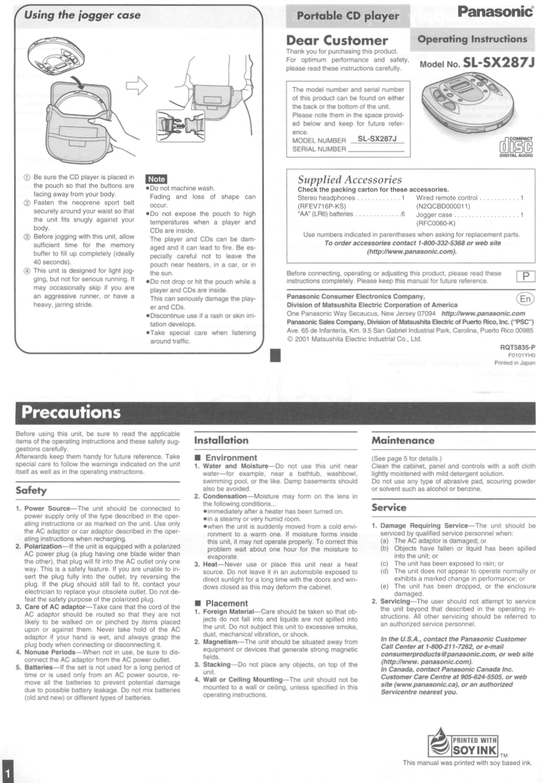 Panasonic SL-SX287J Operating Instruction