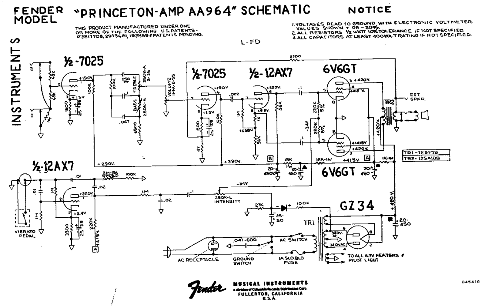 Fender aa964 schematic