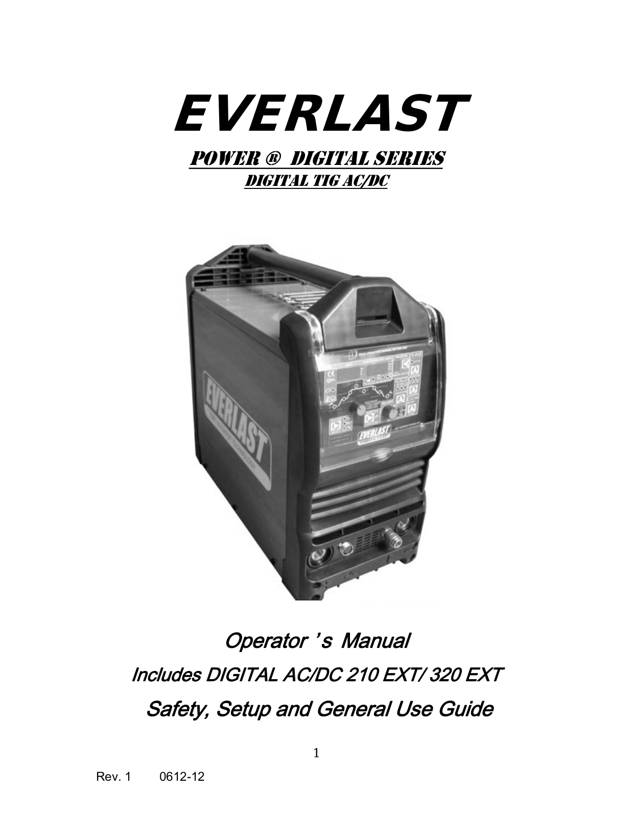 Everlast POWER DIGITAL SERIES, PowerTig 320EXT, PowerTig 210EXT Operator's Manual