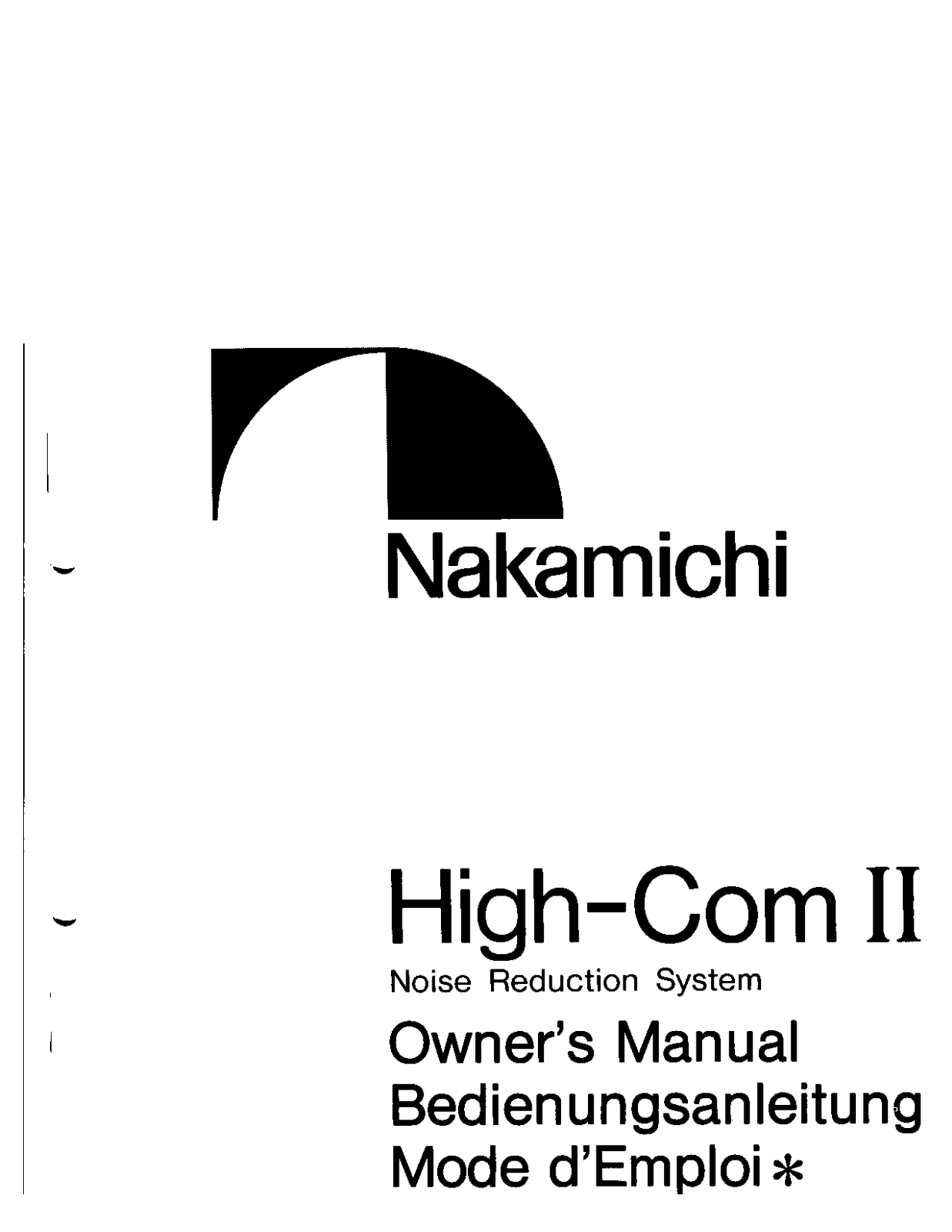 Nakamichi HIGH COM II User Manual