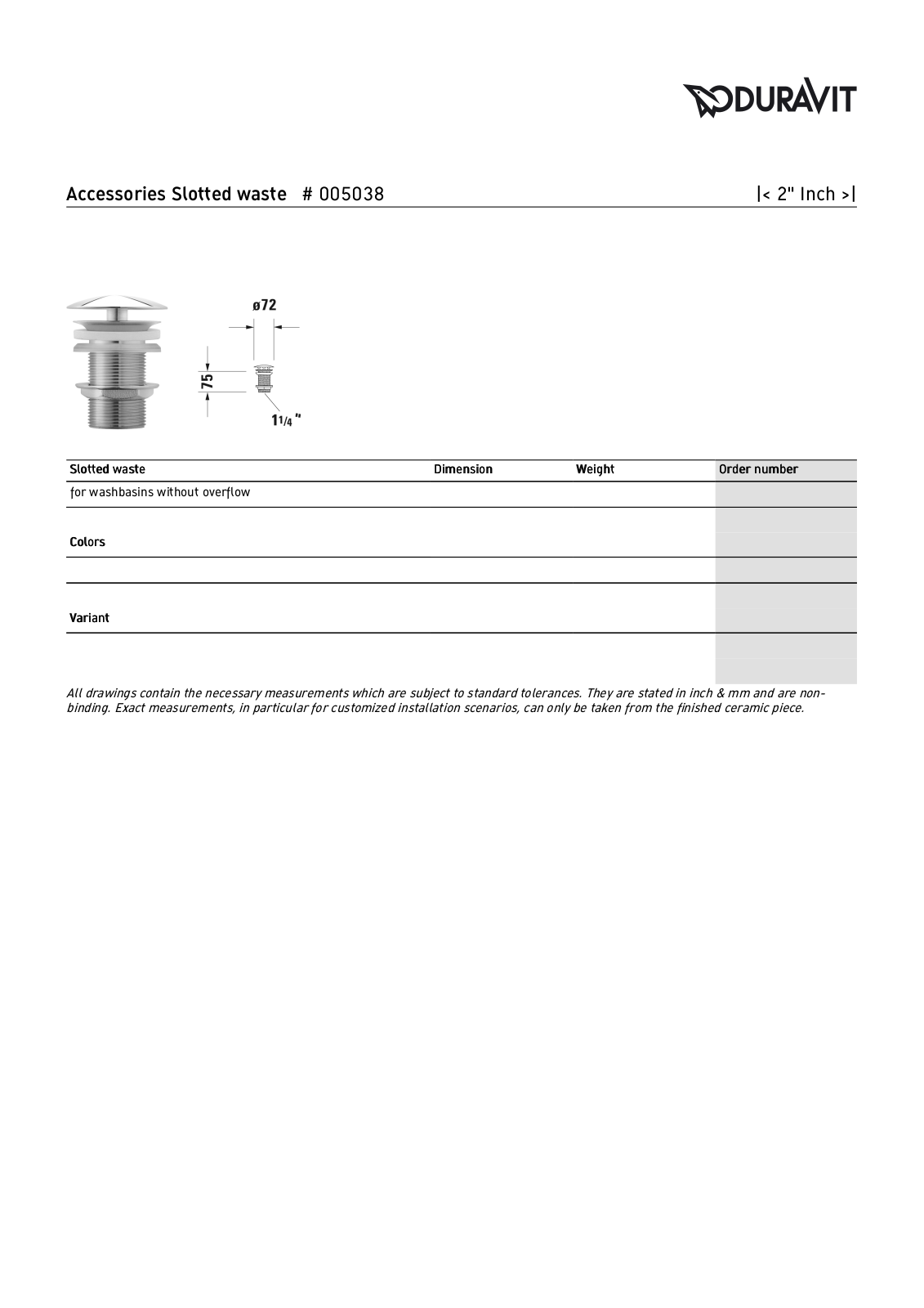Duravit DRV1946 Specifications - ManualMachine.com