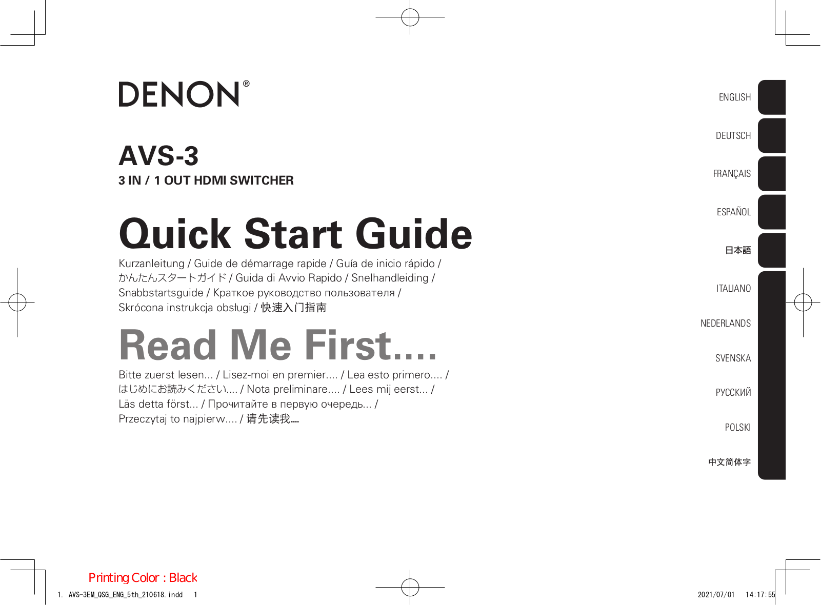 denon avs-3 user manual