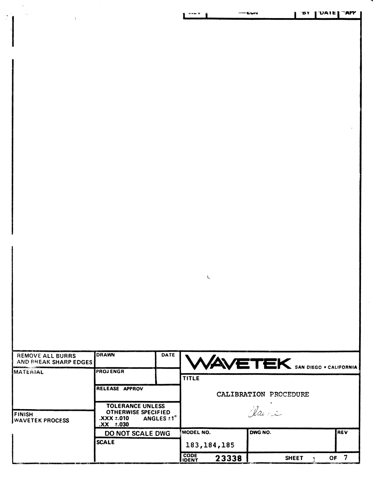 Wavetek 184, 183, 185 Service manual - ManualMachine.com