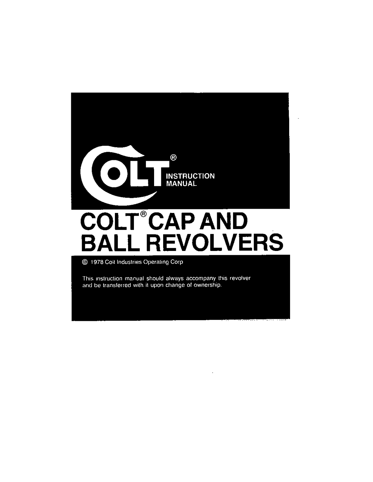 COLT Cap and Ball Revolvers User Manual