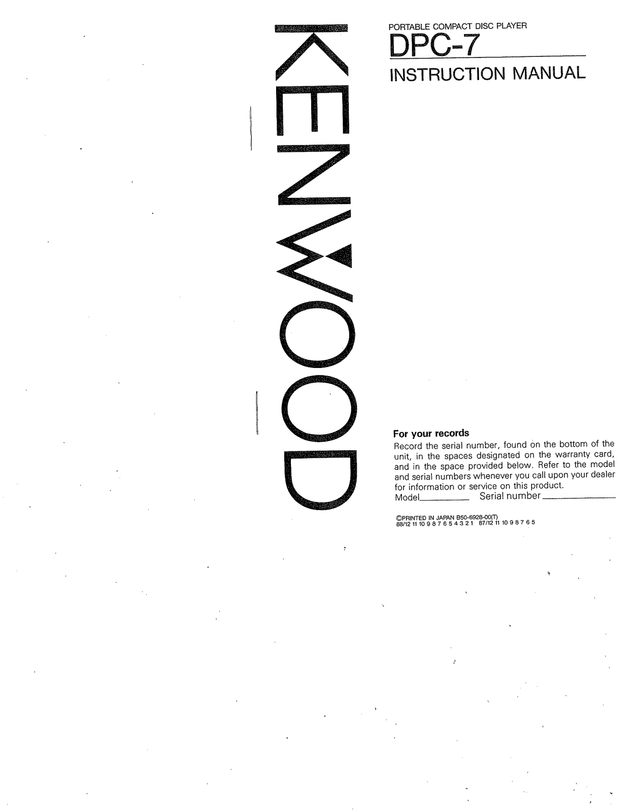 Kenwood DPC-7 Owner's Manual