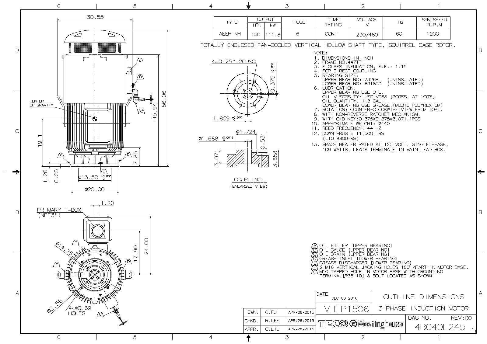 Teco VHTP1506 Reference Drawing