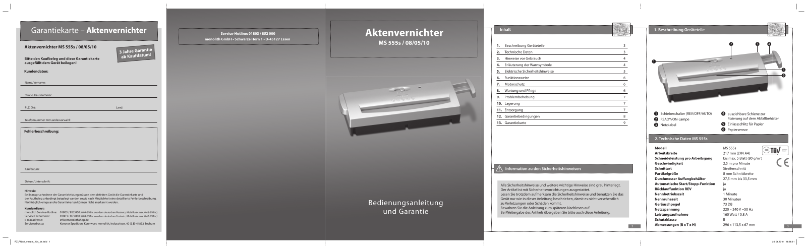 Monolith MS555s User Manual