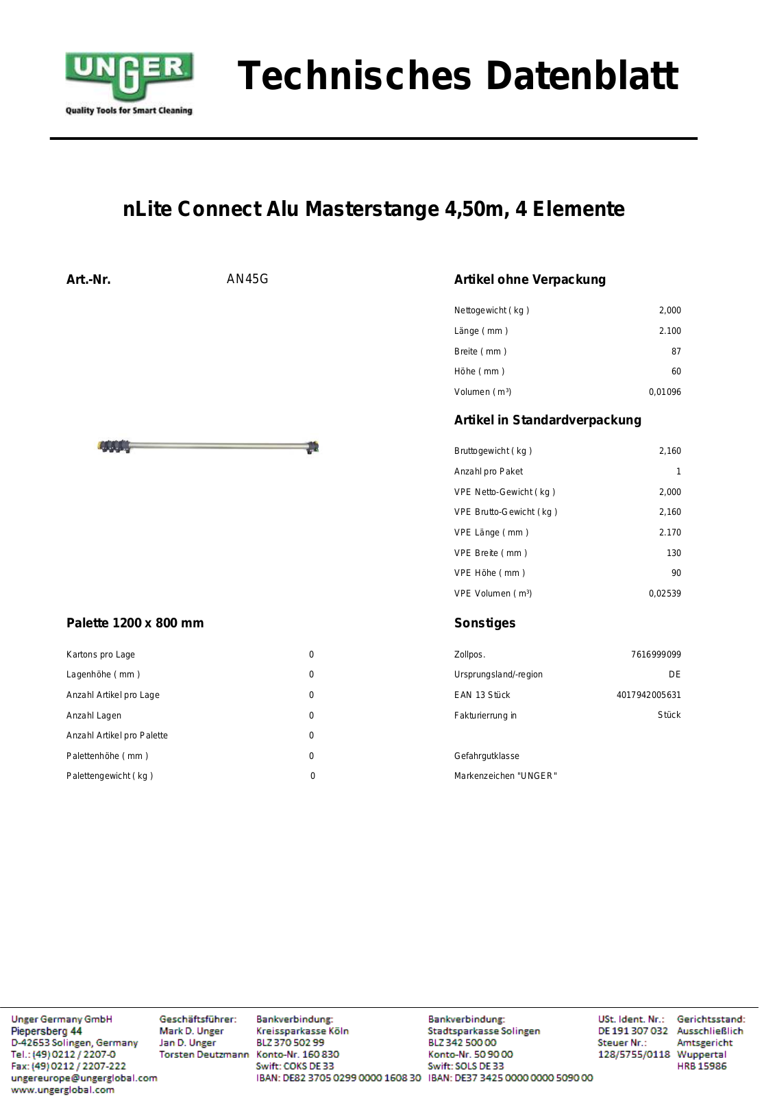 Unger AN45G Datenblatt