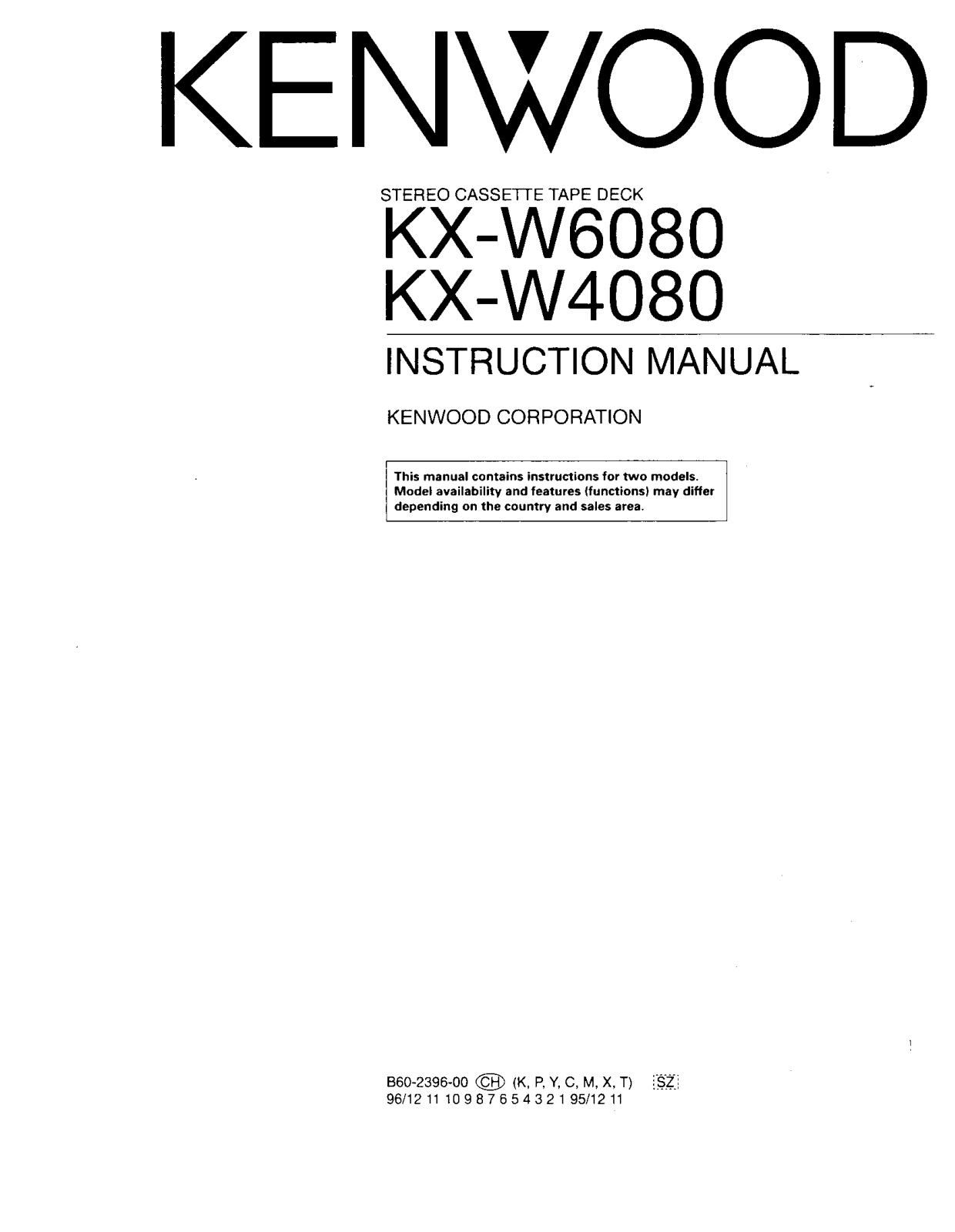 Kenwood KX-W6080, KX-W4080 Owner's Manual