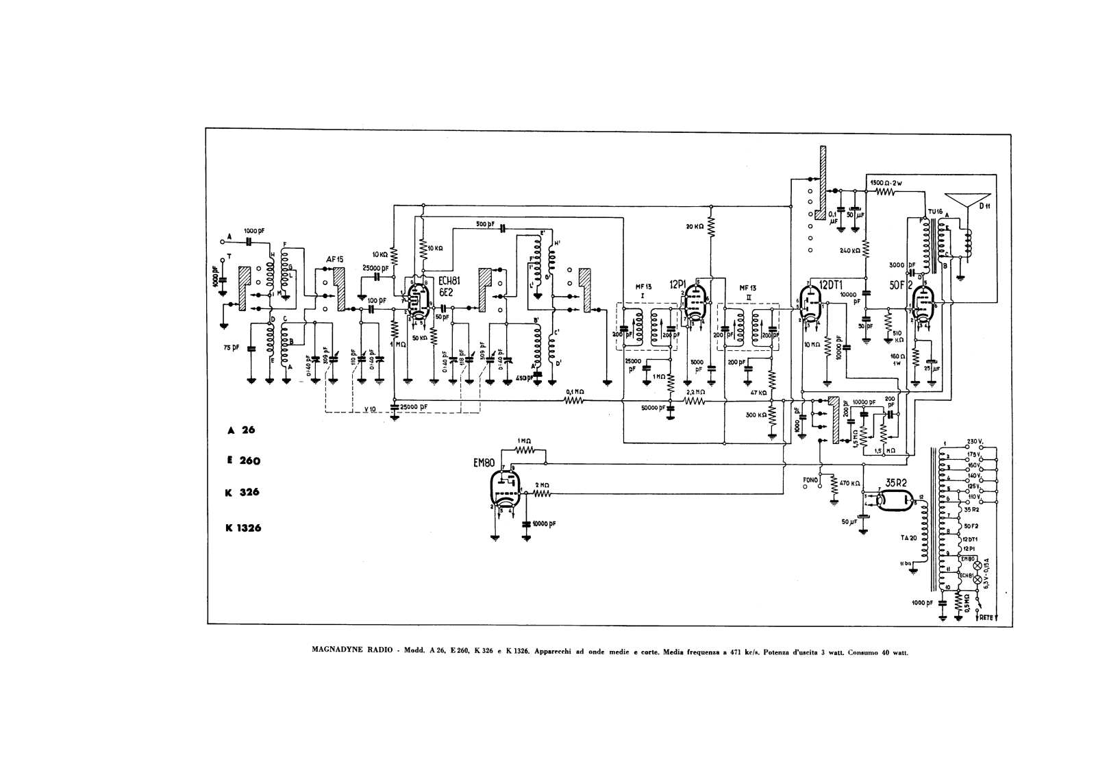 Kennedy k326, k1326, a26, e260 schematic