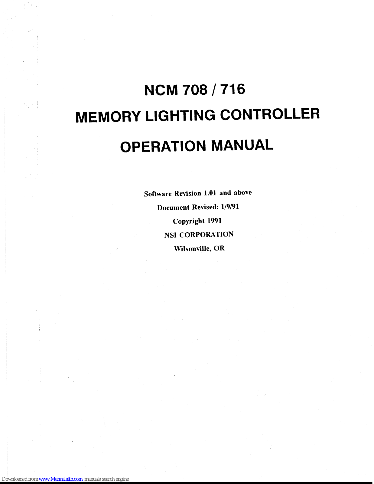 NSI NCM 708, NCM 716 Operation Manual