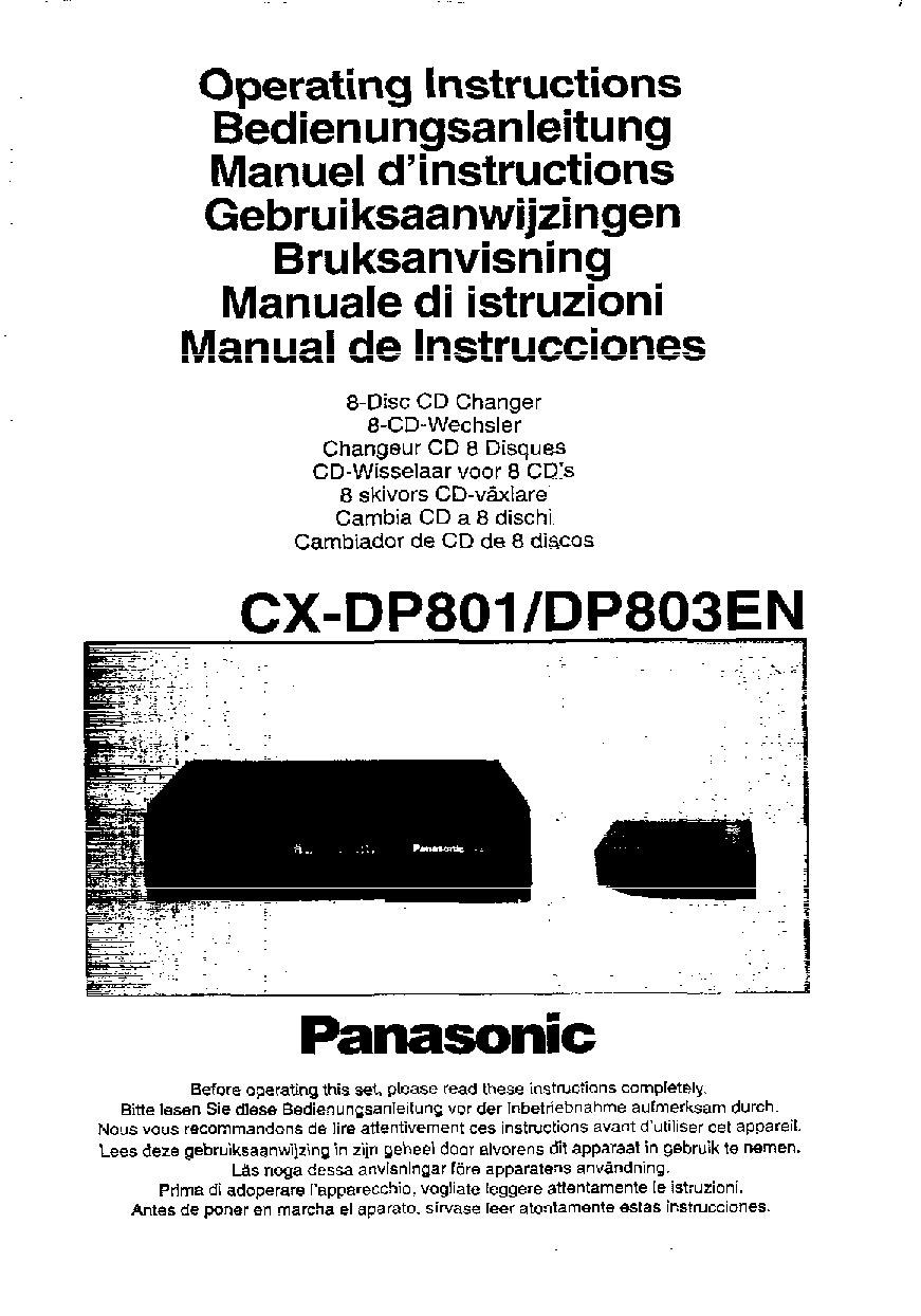 Panasonic CX-DP803, CX-DP801E User Manual