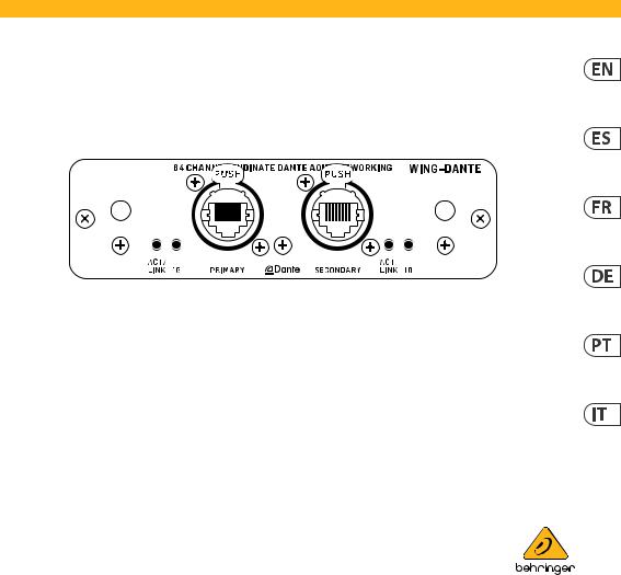 Behringer Wing-Dante Quick Start Guide