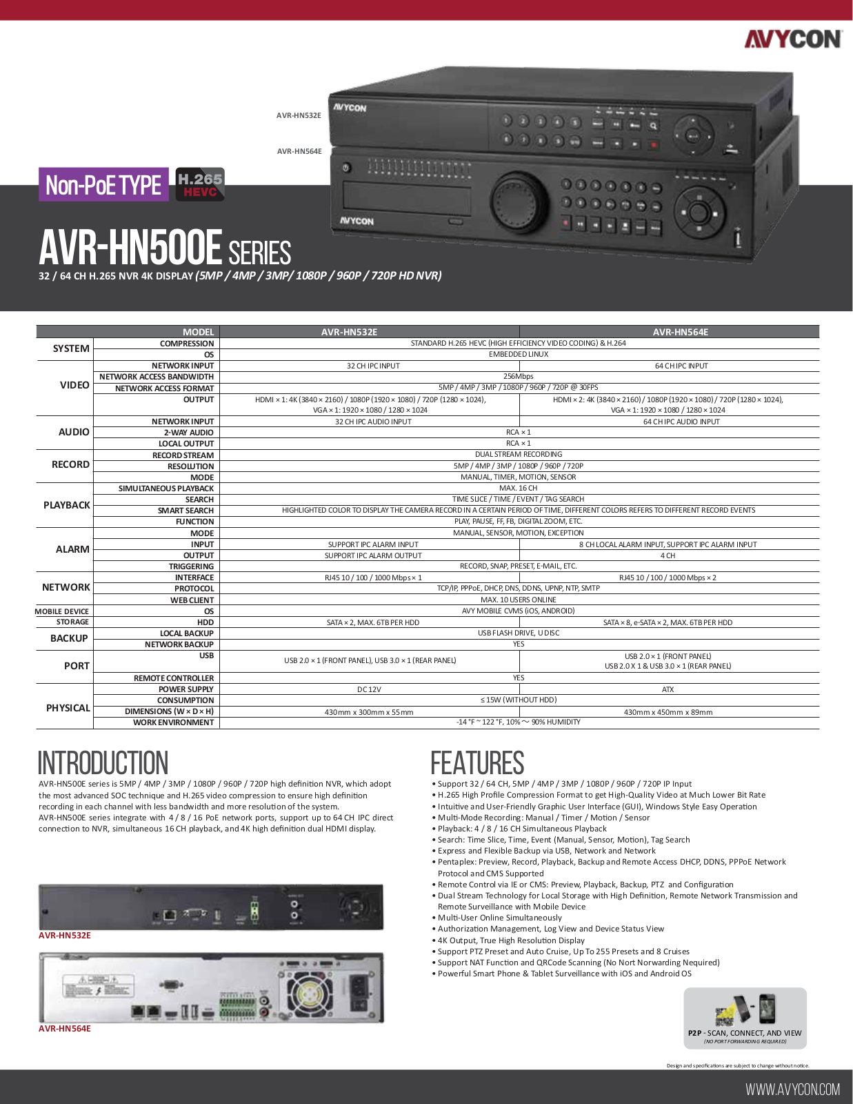 Avycon AVR-HN532E-12T, AVR-HN532E-1T, AVR-HN532E-2T, AVR-HN532E-3T, AVR-HN532E-4T Specsheet