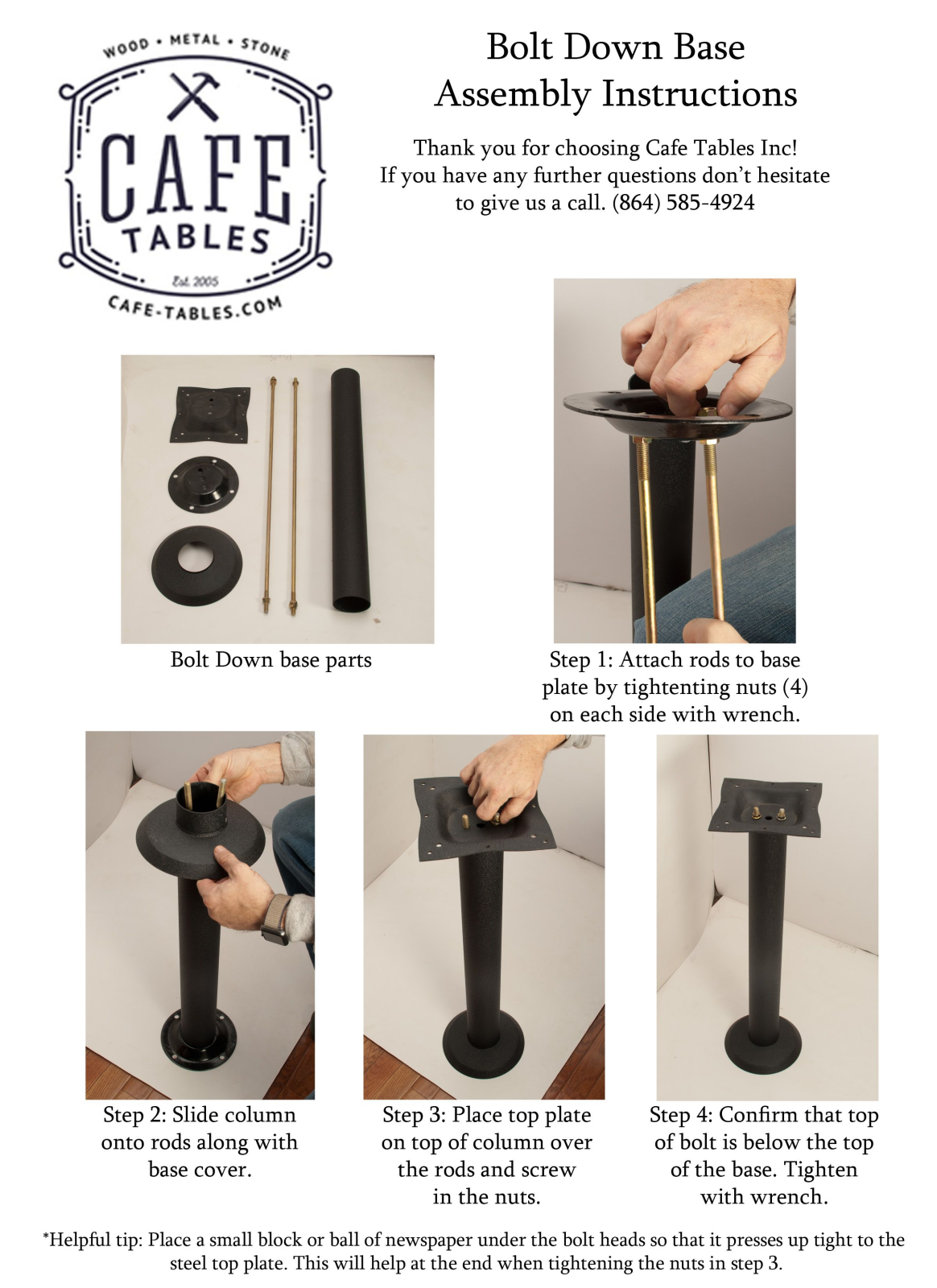 Cafe Tables CFBE1043 Installation & Assembly