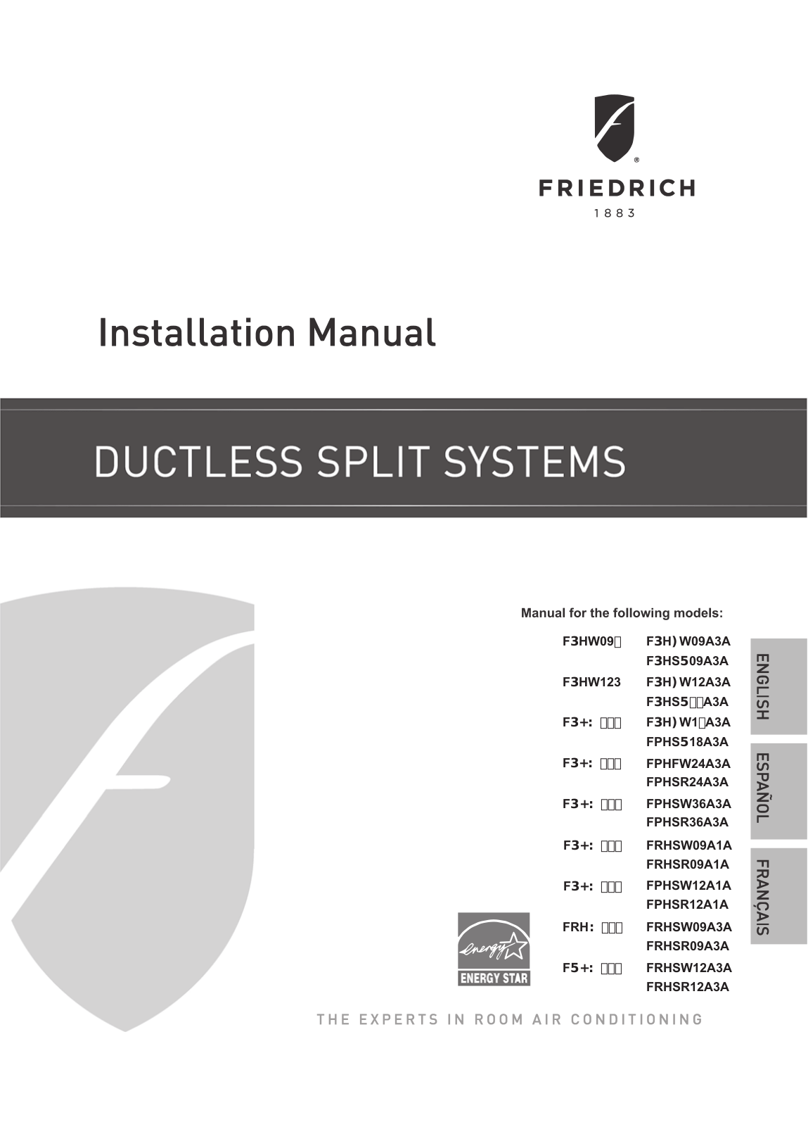 Friedrich Fphfw12a3a, Fphsr09a3a, Fphfw24a3a, Fphfw18a3a, Fphfw09a3a Owner's Manual