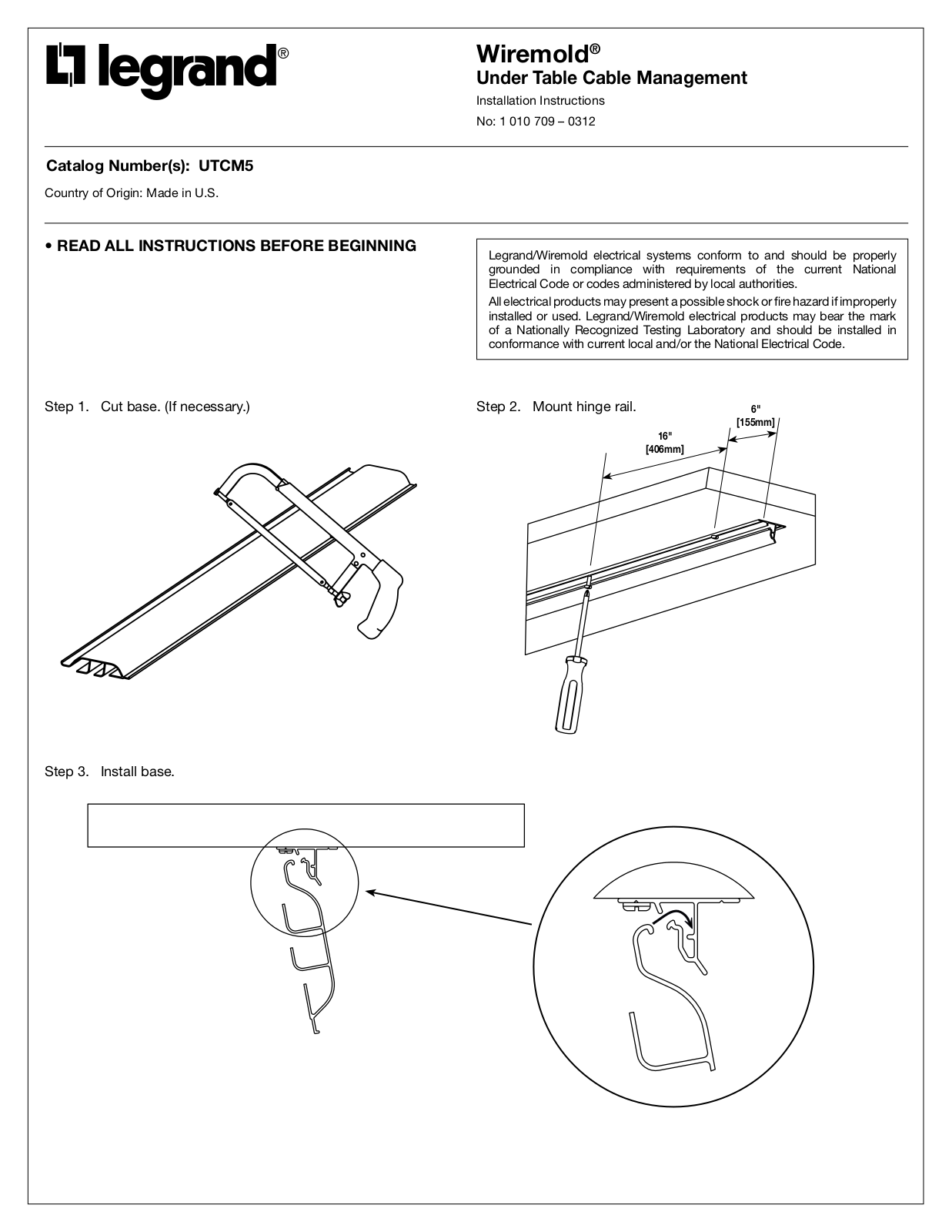 Legrand UTCM5 User Manual