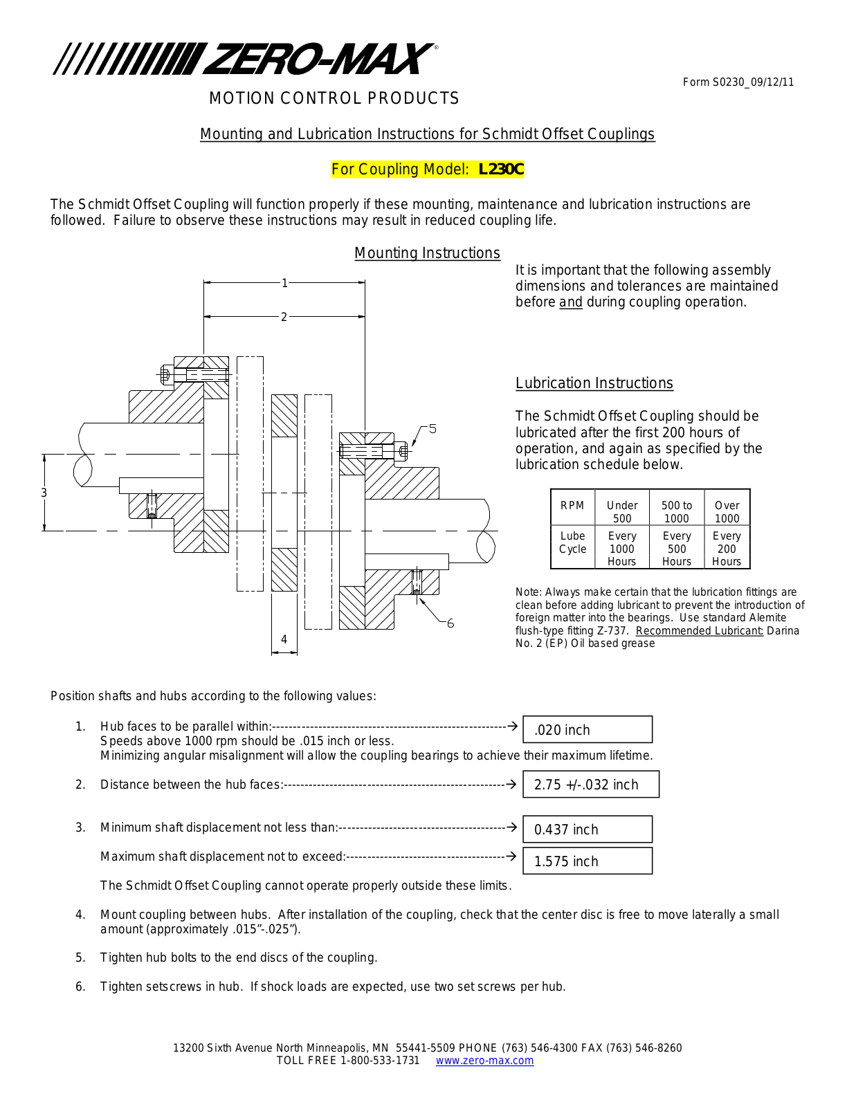 Zero-Max L230C User Manual